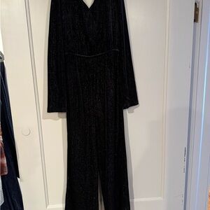 Three Pink Hearts Shimmering Black Jumpsuit